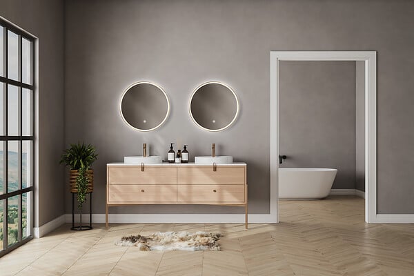 MP GLASS - Miroir led rond Celeste - Doré - Diam.60cm - large
