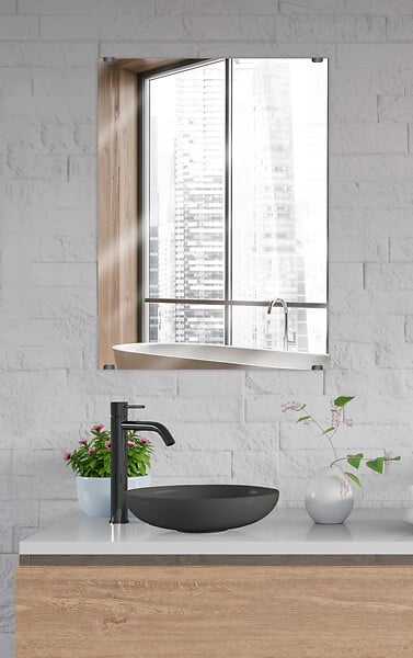 MP GLASS - Fixations miroirs u larges noires - large