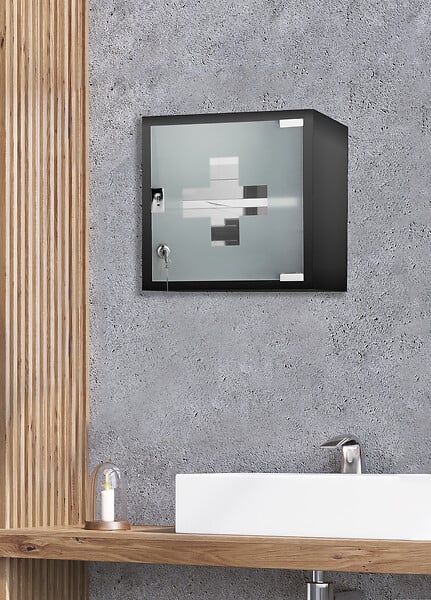 MP GLASS - Armoire de toilette Roma - Noir - 30x30x15cm - large