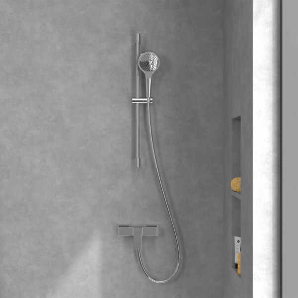 VILLEROY ET BOCH - Mitigeur mécanique douche  Architectura Square Chrome + Ensemble de douche Verve Showers 3 jets Chrome - large