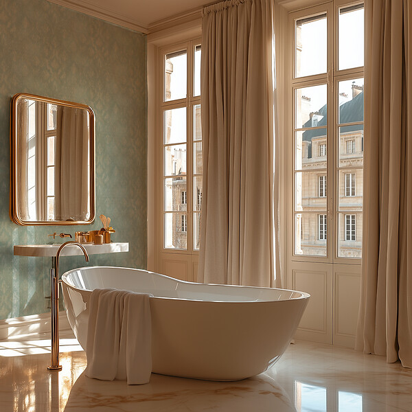 AS CREATION - Papier peint vinyle Versailles mousse - Or/olive - large