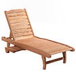 OUTSUNNY - Bain de soleil transat style colonial dossier réglable 3 positions roulettes tablette support bois sapin pré-huilé - vignette