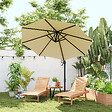 OUTSUNNY - Bain de soleil transat style colonial dossier réglable 3 positions roulettes tablette support bois sapin pré-huilé - vignette