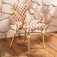 OVIALA - Fauteuil de terrasse bistrot parisien en aluminium et rotin rouge - Madeleine - vignette