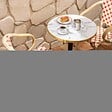 OVIALA - Fauteuil de terrasse bistrot parisien en aluminium et rotin rouge - Madeleine - vignette