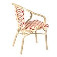 OVIALA - Fauteuil de terrasse bistrot parisien en aluminium et rotin rouge - Madeleine - vignette
