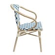 OVIALA - Fauteuil de terrasse bistrot parisien en aluminium et rotin bleu - Madeleine - vignette
