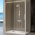 KASSANDRA - Paroi de douche fixe + porte coulissante DELTA blanc mat 164-166.6 cm - vignette