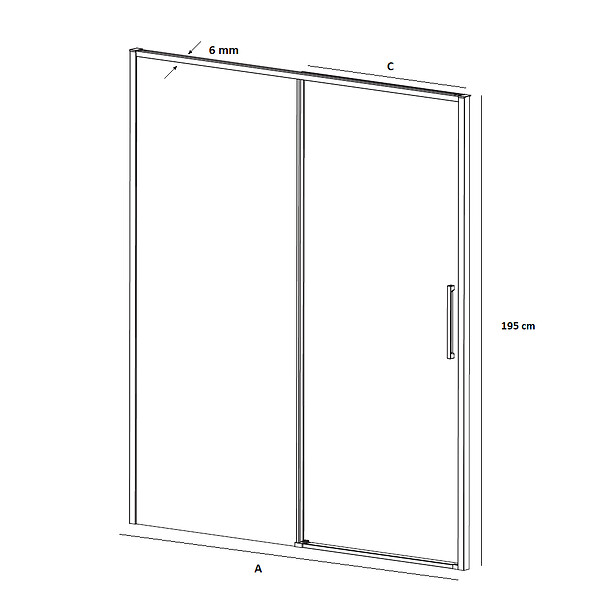 KASSANDRA - Paroi de douche fixe + porte coulissante DELTA blanc mat 164-166.6 cm - large