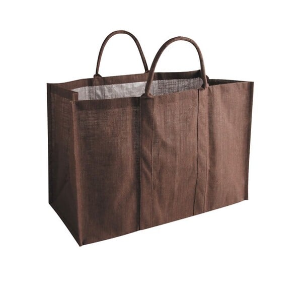 AUBRY GASPARD - Panier à Bûches Jute Plastifiée Marron - SBU1070 - large