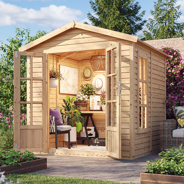 TIMBELA - Cabane en bois avec plancher, avec bardeaux bitumineux couleur l233xP222xH233cm - M351FB+H351FBBROWN - large