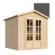 TIMBELA - Cabane en bois avec plancher, avec bardeaux bitumineux couleur l233xP222xH233cm - TIMBELA M351FB+H351FBBLACK - vignette