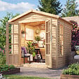TIMBELA - Cabane en bois avec plancher, avec bardeaux bitumineux couleur l233xP222xH233cm - M351FB+H351FBGREEN - vignette