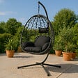 CONCEPT USINE - Fauteuil suspendu effet rotin noir CUZCO $ - vignette