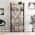 CONCEPT USINE - Bibliothèque design en métal - 5 étagères - bois et noir FANI - vignette