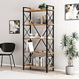 CONCEPT USINE - Bibliothèque design en métal - 5 étagères - bois et noir FANI - vignette