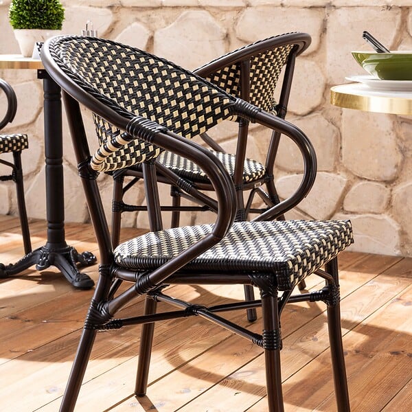OVIALA - Fauteuil de terrasse bistrot parisien en aluminium noir - Levallois - large