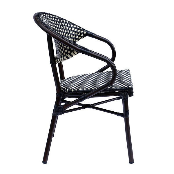 OVIALA - Fauteuil de terrasse bistrot parisien en aluminium noir - Levallois - large