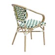OVIALA - Fauteuil de terrasse bistrot parisien en aluminium et rotin vert foncé - Madeleine - vignette