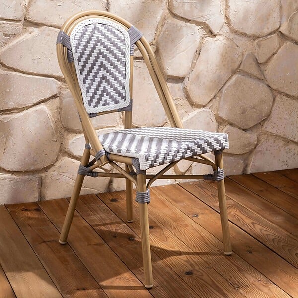 OVIALA - Chaise de terrasse en aluminium et rotin synthétique - Auteuil - large