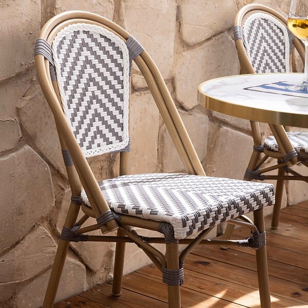 OVIALA - Chaise de terrasse en aluminium et rotin synthétique - Auteuil - large
