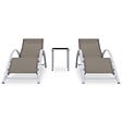 VIDAXL - vidaXL Chaises longues lot de 2 avec table Aluminium Taupe - vignette