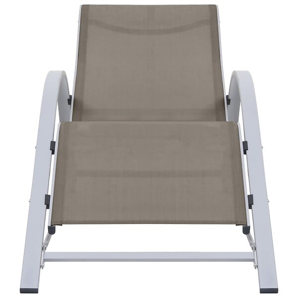 VIDAXL - vidaXL Chaises longues lot de 2 avec table Aluminium Taupe - large