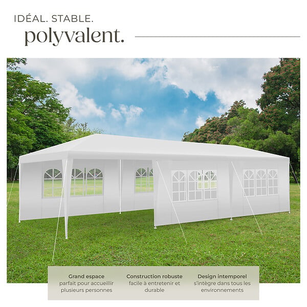 TECTAKE - Pavillon imperméable MIRAMAS avec 8 côtés blanc - large