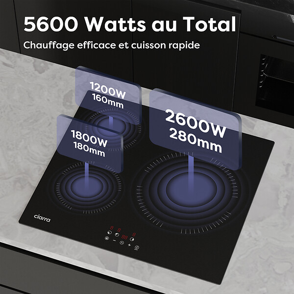 CIARRA - Plaque de cuission induction 3 foyer 59CM 5600W CABBIH3-A - large