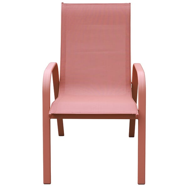 HAPPY GARDEN - Lot de 6 chaises MARBELLA en textilène terracotta - aluminium terracotta - large