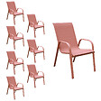 HAPPY GARDEN - Lot de 8 chaises MARBELLA en textilène terracotta - aluminium terracotta - vignette