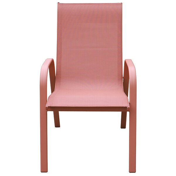 HAPPY GARDEN - Lot de 8 chaises MARBELLA en textilène terracotta - aluminium terracotta - large