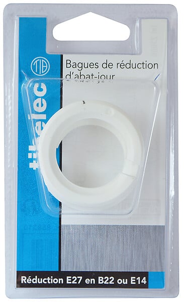TIBELEC - 2 bagues de réduction d'abat-jour - Plastique - Blanc - Diam.44 mm - large