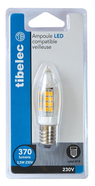 TIBELEC - Ampoule LED pour veilleuse - 3,5W - Culot E14 - large
