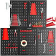 TECTAKE - Panneau perforé JONAH avec crochets et supports noir/rouge - vignette