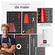 TECTAKE - Panneau perforé JONAH avec crochets et supports noir/rouge - vignette
