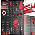 TECTAKE - Panneau perforé JONAH avec crochets et supports noir/rouge - vignette