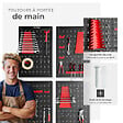 TECTAKE - Panneau perforé JONAH avec crochets et supports noir/rouge - vignette