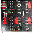 TECTAKE - Panneau perforé JONAH avec crochets et supports noir/rouge - vignette