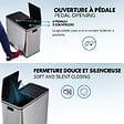KITCHEN MOVE - Poubelle pédale tri sélectif MAJOR argent 60L - vignette