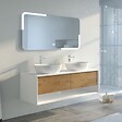 DISTRIBAIN - Meuble de salle de bain SANZA 1400 Blanc et Bois Naturel - vignette