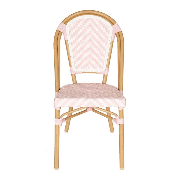 OVIALA - Chaise de terrasse en aluminium et rotin synthétique rose - Auteuil - large