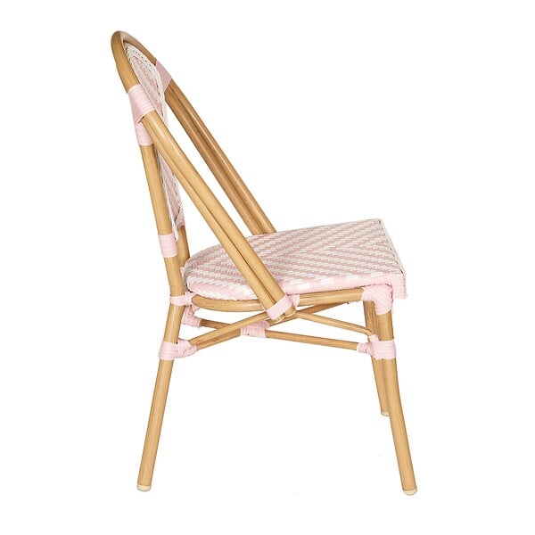 OVIALA - Chaise de terrasse en aluminium et rotin synthétique rose - Auteuil - large