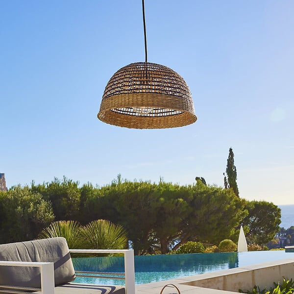 LUMISKY - Suspension Extérieure Herbe Marine Beige D38cm Câble 5m - large
