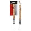 BBQ - Fourchette de barbecue en acier inoxydable avec manche en bois 38 cm - - vignette
