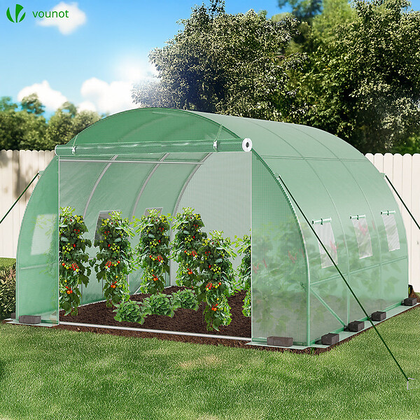VOUNOT - Serre de jardin tunnel 9m2 en acier galvanise - large