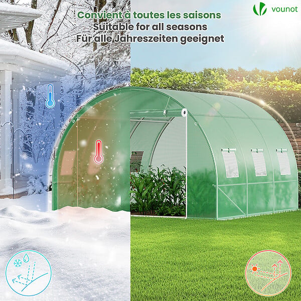 VOUNOT - Serre de jardin tunnel 9m2 en acier galvanise - large