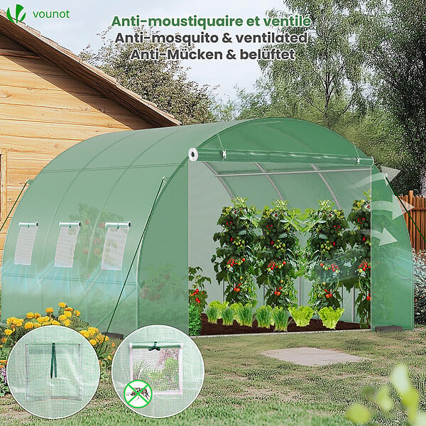 VOUNOT - Serre de jardin tunnel 9m2 en acier galvanise - large