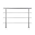 AICA SANITAIRE - Garde-corps 180cm avec main courante, en acier inoxydable 201, pour intérieur et extérieur, garde-corps avec 3 traverses - vignette