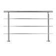 AICA SANITAIRE - Garde-corps avec main courante, 150cm, en acier inoxydable 304, garde-corps avec 3 traverses, pour intérieur et extérieur - vignette